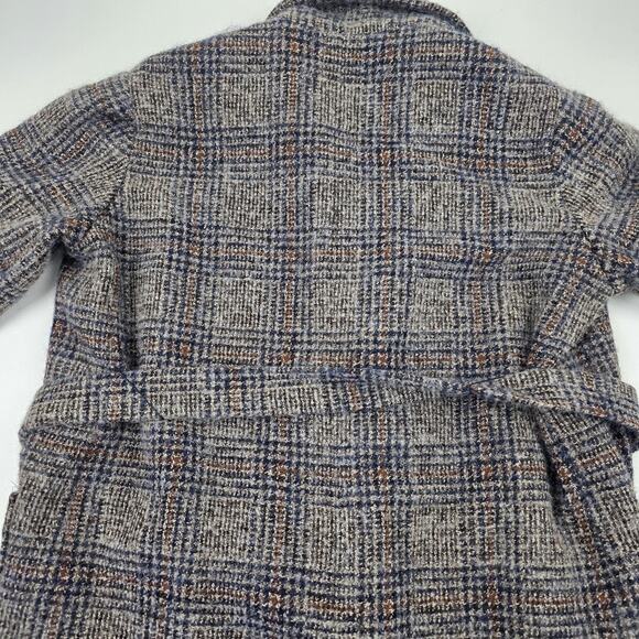 Zara Woman Coat Womens XL Gray Glen Plaid Belted Wrap Wool Alpaca Mohair Blend - Picture 11 of 15